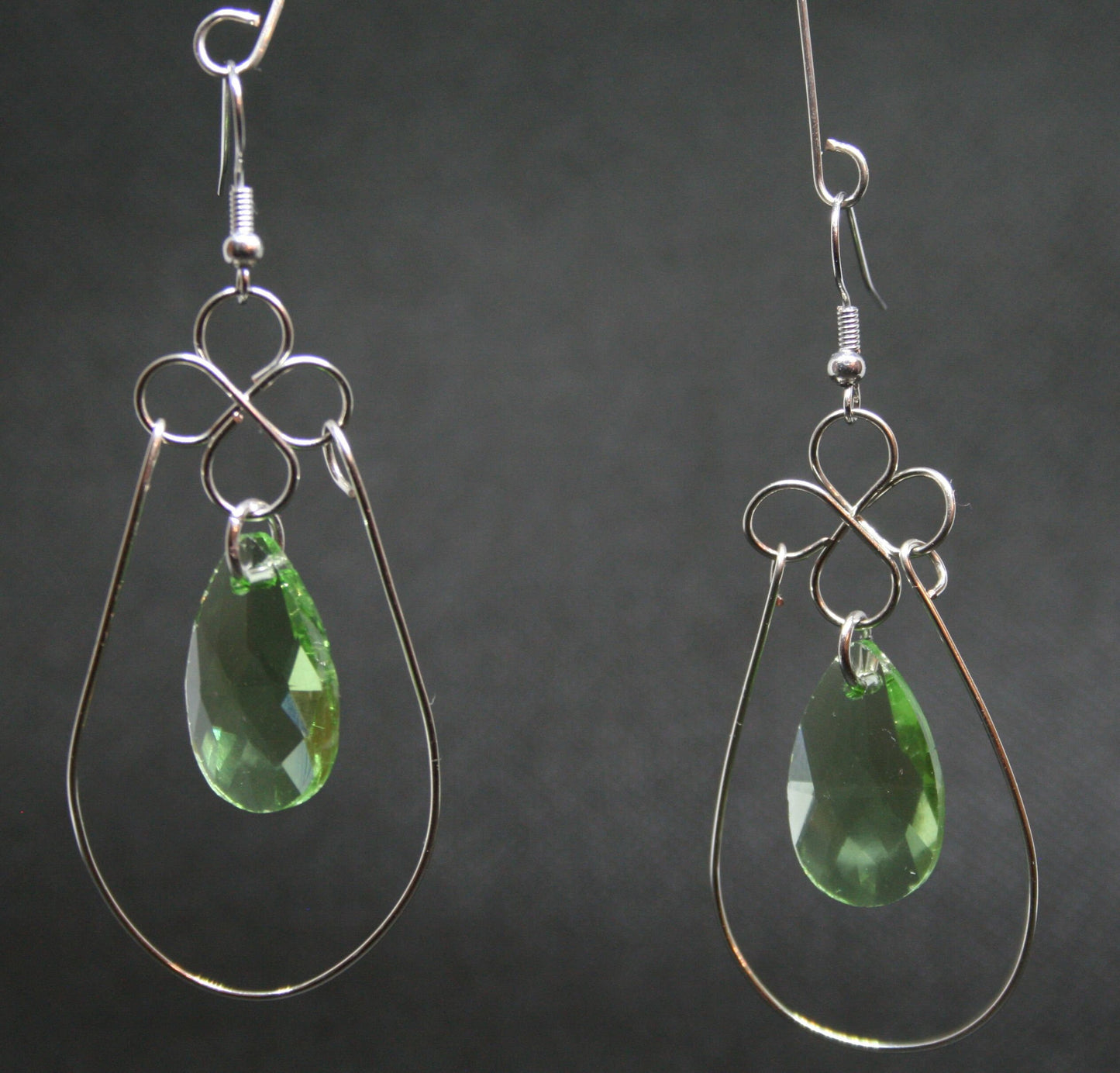 Celtic Hoop with Green Teardrop Glass Bead