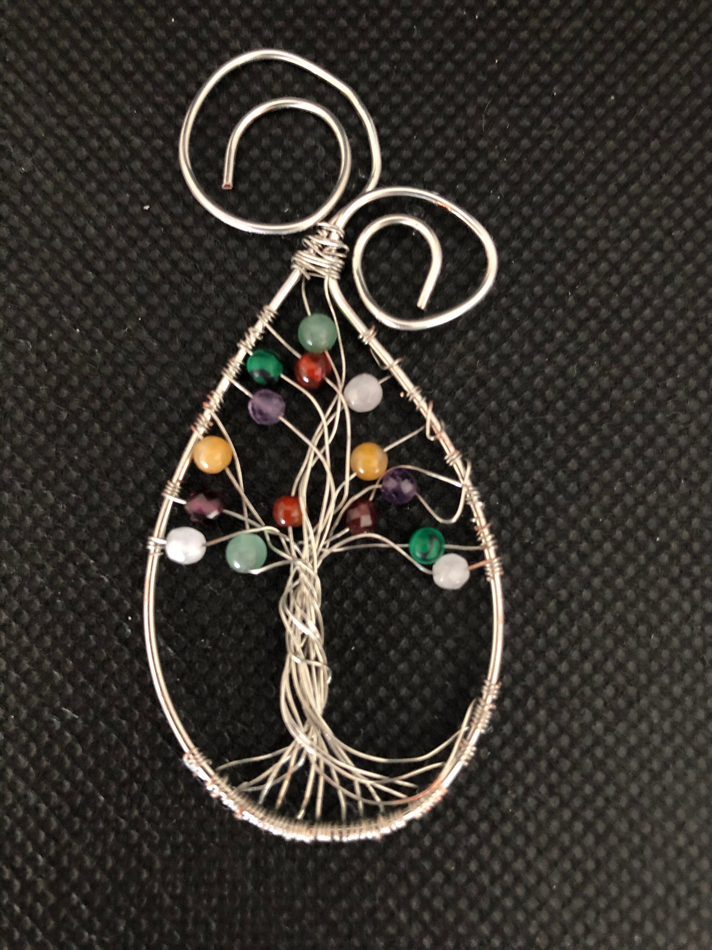 Wire Wrapped Gemstone Tree of Life, Mother's Day Pendent, Healing Chakras, Crystal Energy