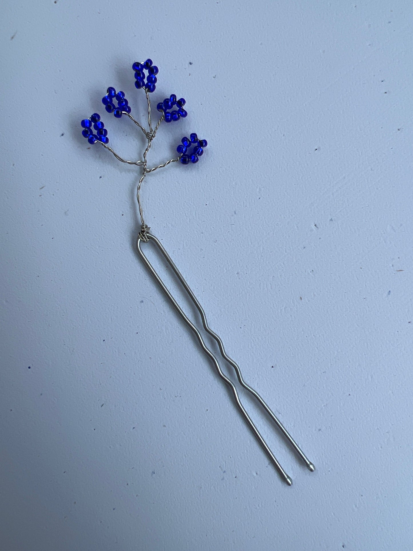 Handcrafted Wire-Wrapped Silver and Sapphire Hairpin