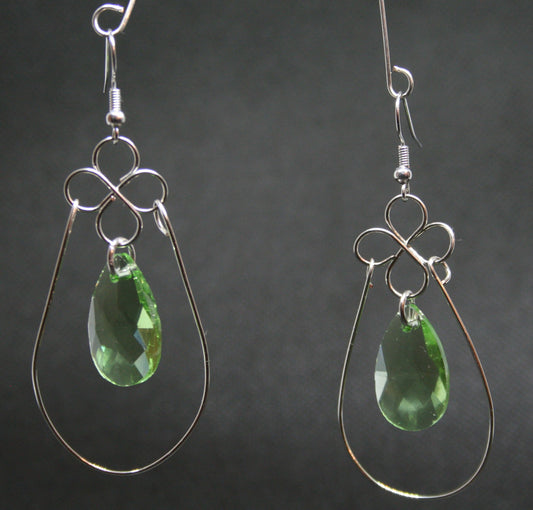 Celtic Hoop with Green Teardrop Glass Bead