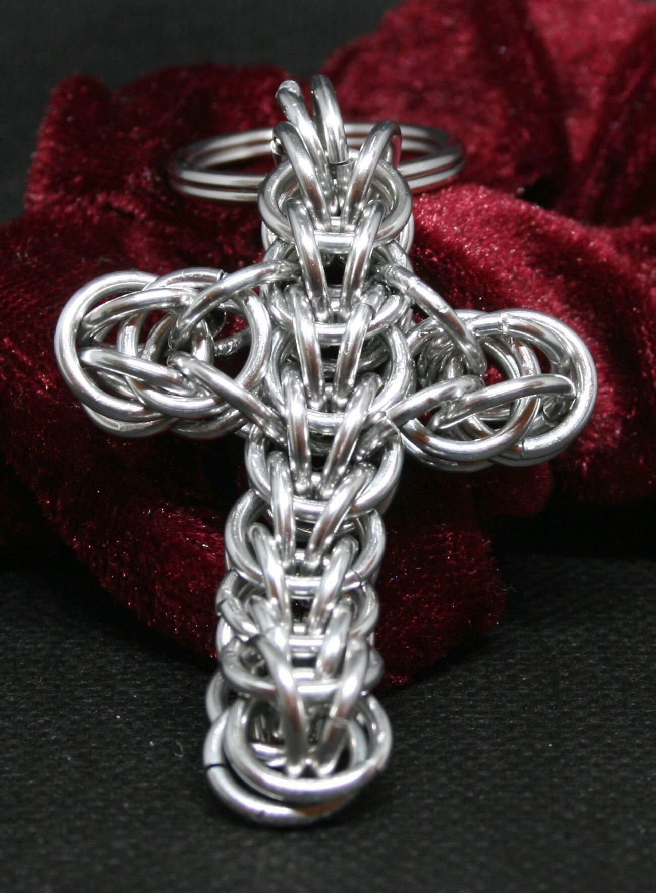 Chainmail Cross Keychain, Christian Keychain, Father's Day, Baptism, First Communion, Confirmation