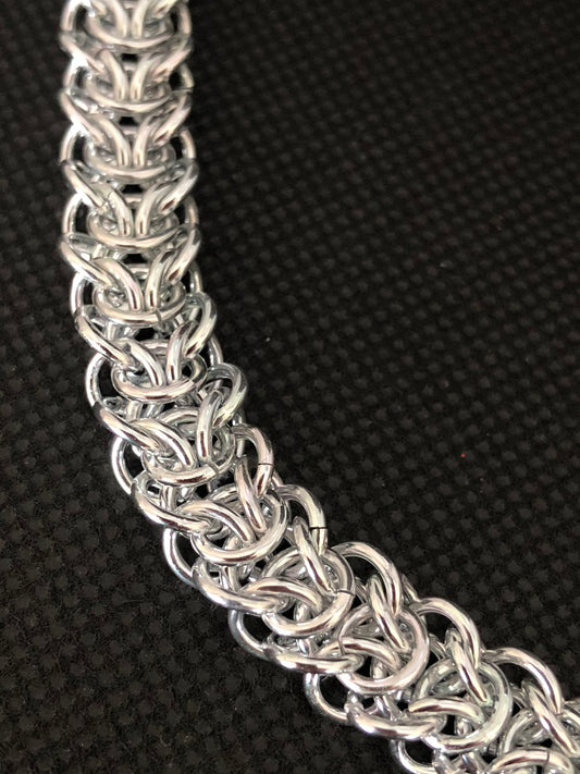 Regal Celtic Elf Weave Silver Chain Mail Necklace