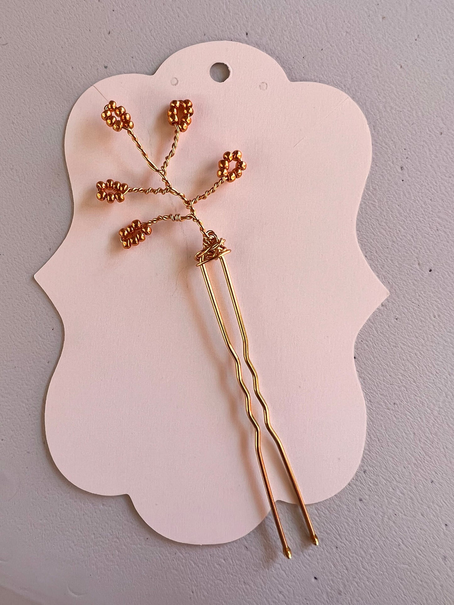Handcrafted Wire-Wrapped Gold Hairpin