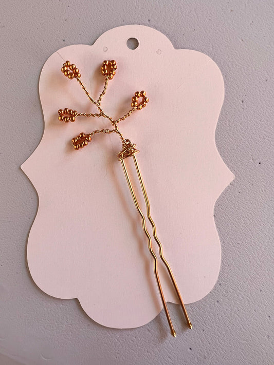 Handcrafted Wire-Wrapped Gold Hairpin