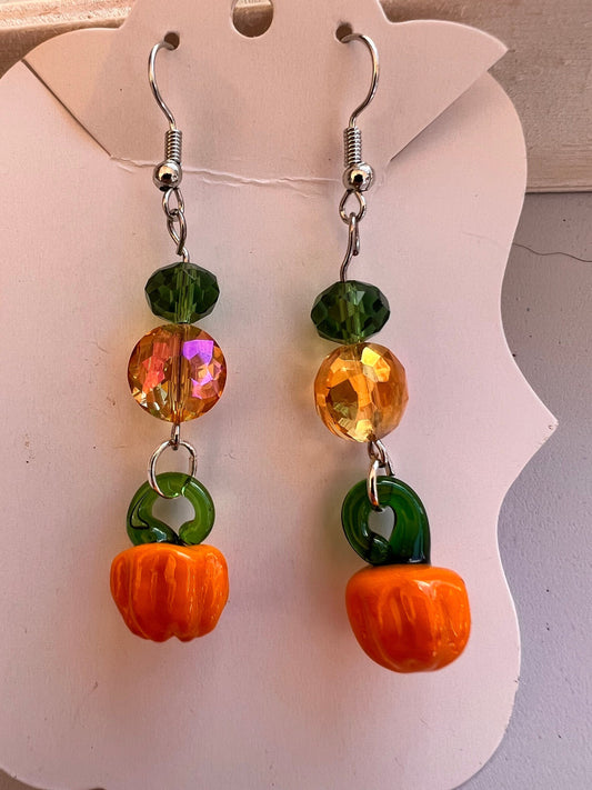 Spooktacular Handmade Halloween Pumpkin Earrings - Ghosts, Pumpkins, and Bats, Oh My!