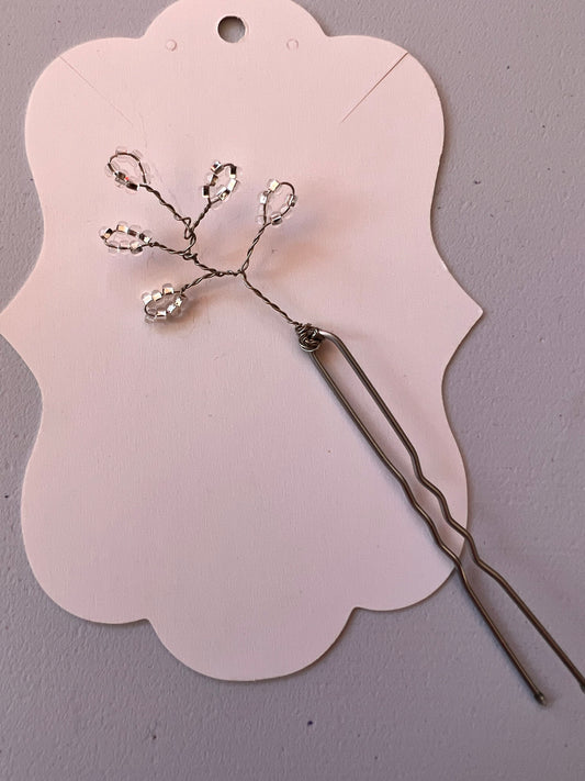 Handcrafted Wire-Wrapped Silver and Ice Hairpin